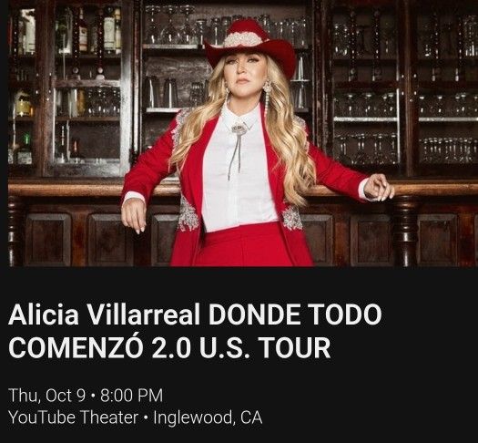 Alicia Villarreal tickets- 10/9/25 YouTube Theatre - Floor Seats
