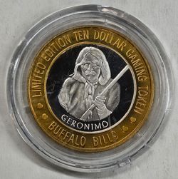 Buffalo Bills Geronimo $10 Limited Edition Gaming Token .999 Fine Silver Token  Unc Gem