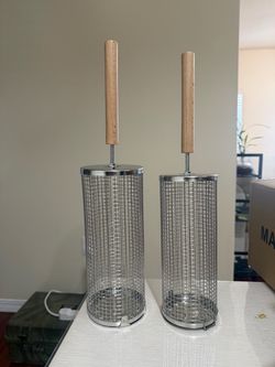 Stainless Steel Mesh Rotisserie Basket Set of 2