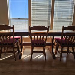 Complete Dinner Table Wood Table With 6 Chairs 