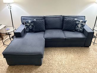 Blue Sectional Sofa with Pull Out Bed