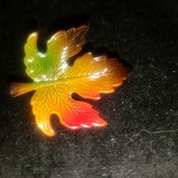 STUNNING COLORED VINTAGE LEAF PIN