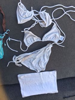 White String Bikini Set with Cover-Up