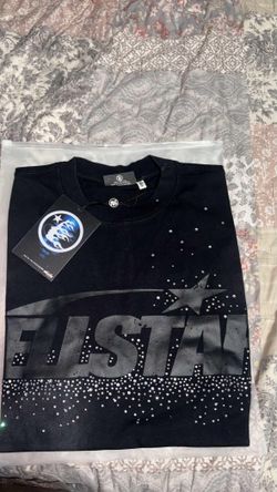 Hellstar Black Graphic T-Shirt with Rhinestones