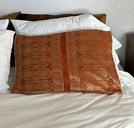 Two Matching Indian Sari Pillow Covers
