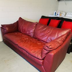❤️GENUINE ITALIAN LEATHER Couch❤️ Sofa Loveseat Real Leather Red Claret Burgundy