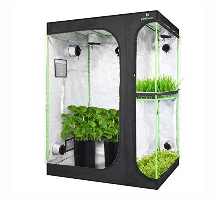 NEW OPEN BOX CoolGrows 2-in-1 36"x24"x53" Mylar Hydroponic Grow Tent W/ Window & Floor Tray