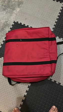 red insulated food delivery bag