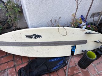 Surf board. Swim fins