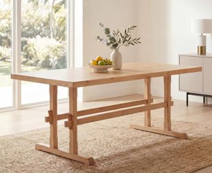 Wood Rectangular Dining Table for 4-6 People, Modern Farmhouse Kitchen Table, 70 Inch Large Dinner Table Center Table for Dining Room/Living Room Lar