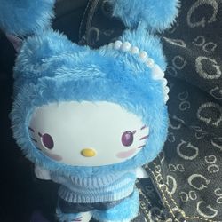 blue hello kitty plush keychain 