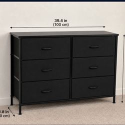 Modern 6-Drawer Dresser - Black Fabric Drawers / Steel Frame - BRAND NEW (In Box)