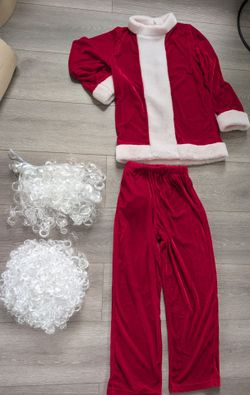 Santa Claus Costume Set with Wig and Beard kids size M