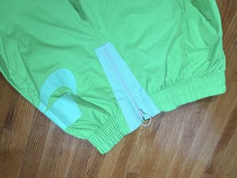 Nike Men’s Medium Neon Green Mesh Lined Windbreaker Track Pants Ankle Zip