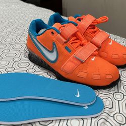 Nike Romaleos 2 Orange Blue Weightlifting Low Top Sneakers Removable Insole