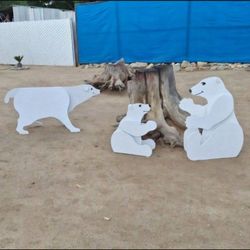 Polar Bears Christmas Trio Yard Art