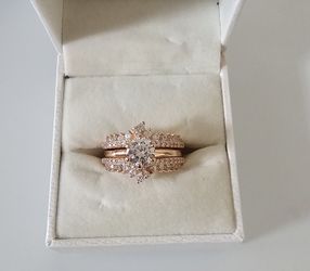 Rose Gold Over Sterling Silver engagement Wedding promise Ring