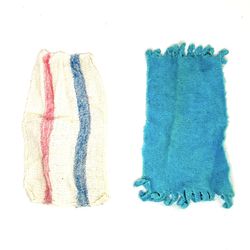 Vintage Barbie White with Pink and Blue Stripes Blanket and Vintage Barbie Blue Blanket