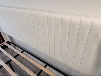 King size white fabric bed frame