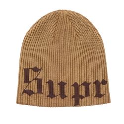 Supreme Old English Printed Beanie Tan DS