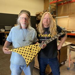 GJ2 Grover Jackson Concord Randy Rhoads USA Polka Dot Flying V Guitar Hand Signed by Grover Jackson, photos pen in hand included. Built at his old fac