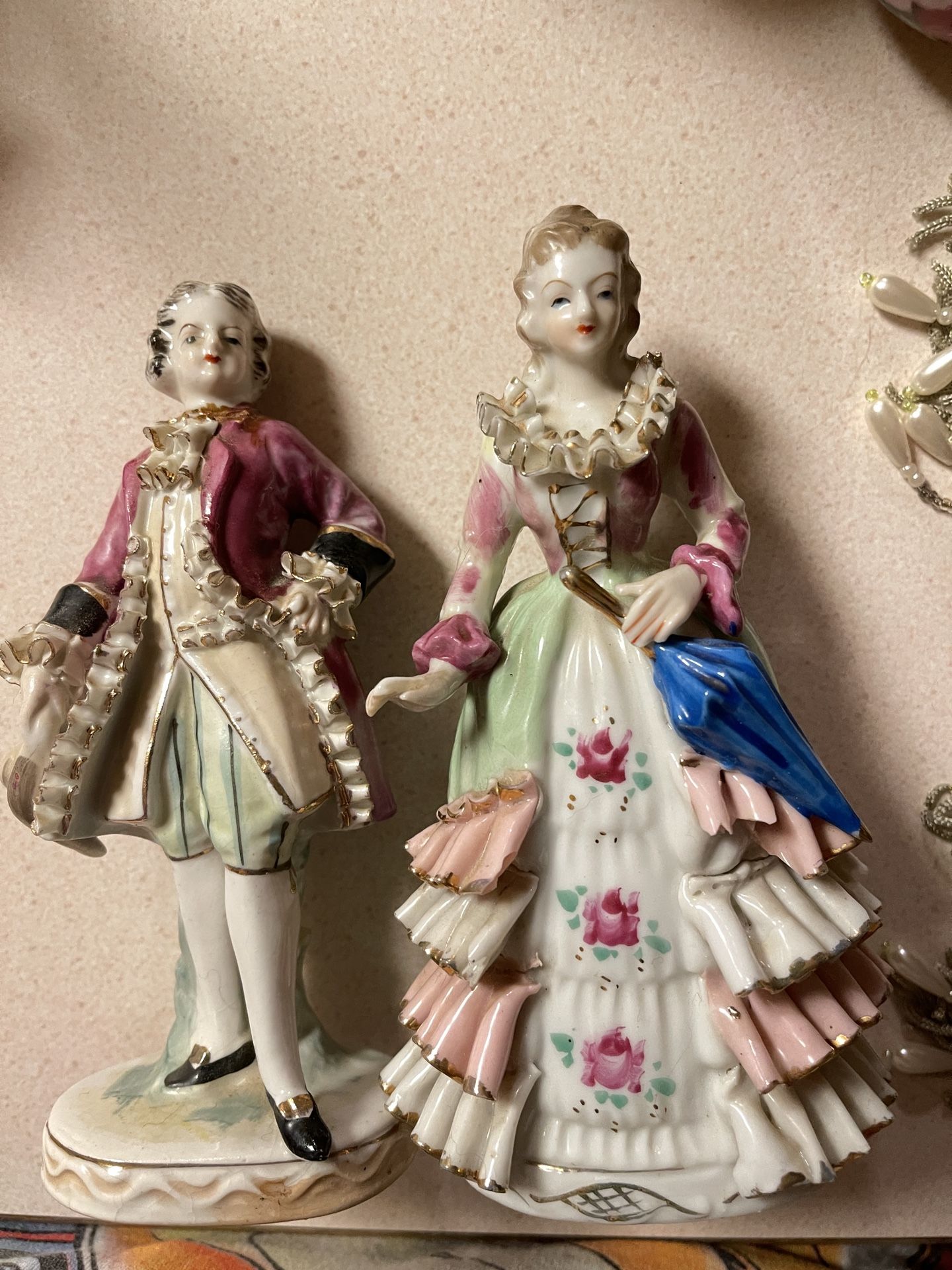 Antique Occupied Japan Bone China Lace Figurines