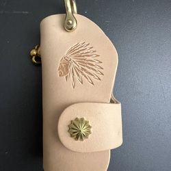 genuine cowhide leather brass key chain holder leather key chain sleeve leather key chain cover, many keys you can put on it.