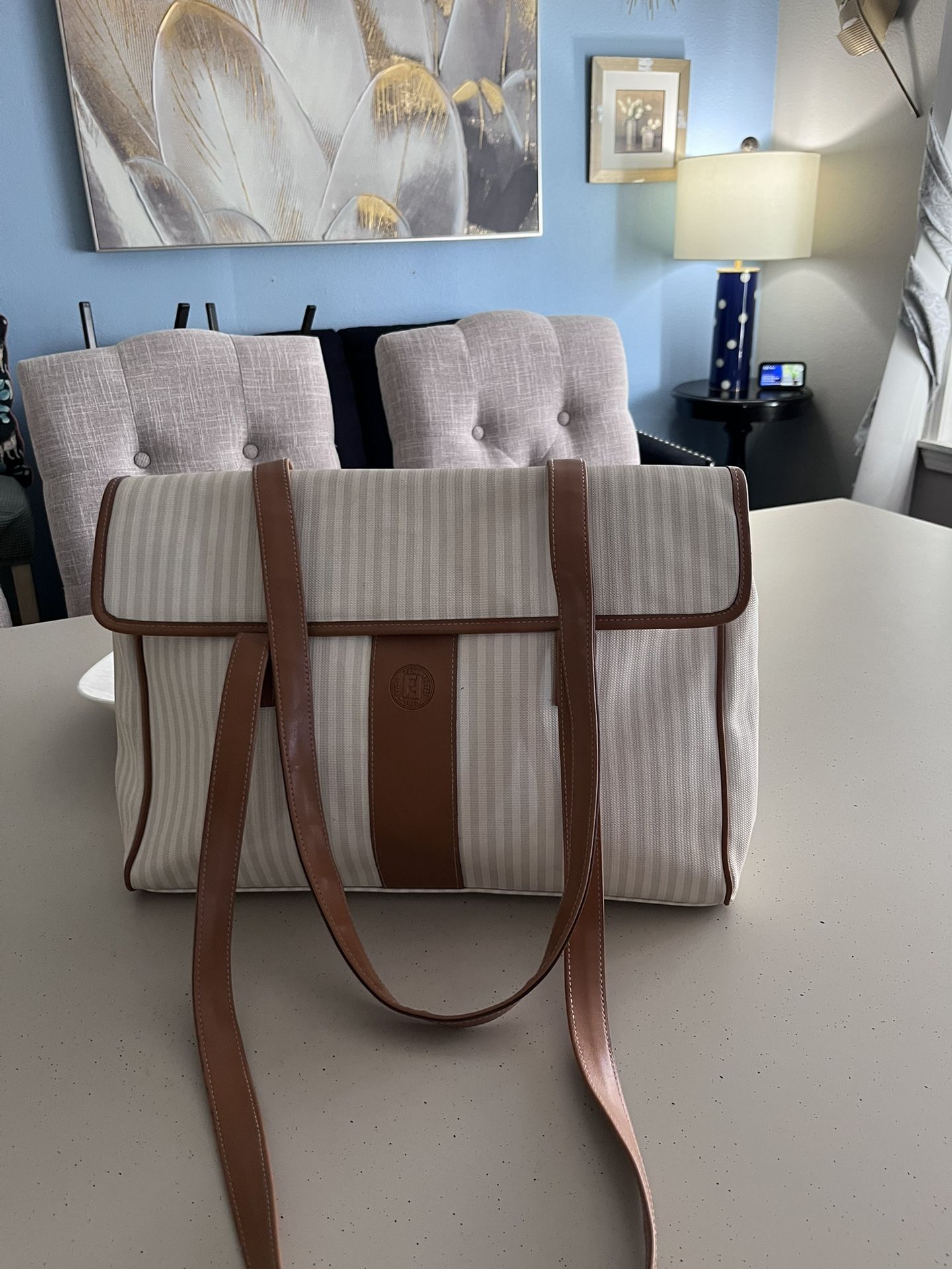 White Striped Laptop Bag