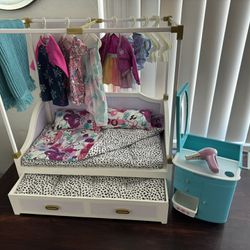 American Girl Doll Lot Trundle Bed For 2, Clothing, Cabinet