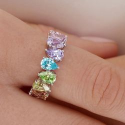Multi-Color Gemstone Eternity Band