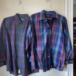 vtg MEN’S PLAID Shirt Labeled Chapel Hill by Block SIZE L、XL 2 pcs/$20