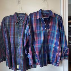 vtg MEN’S PLAID Shirt Labeled Chapel Hill by Block SIZE L、XL 2 pcs/$20