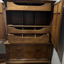Ornate Wood Armoire Storage Cabinet