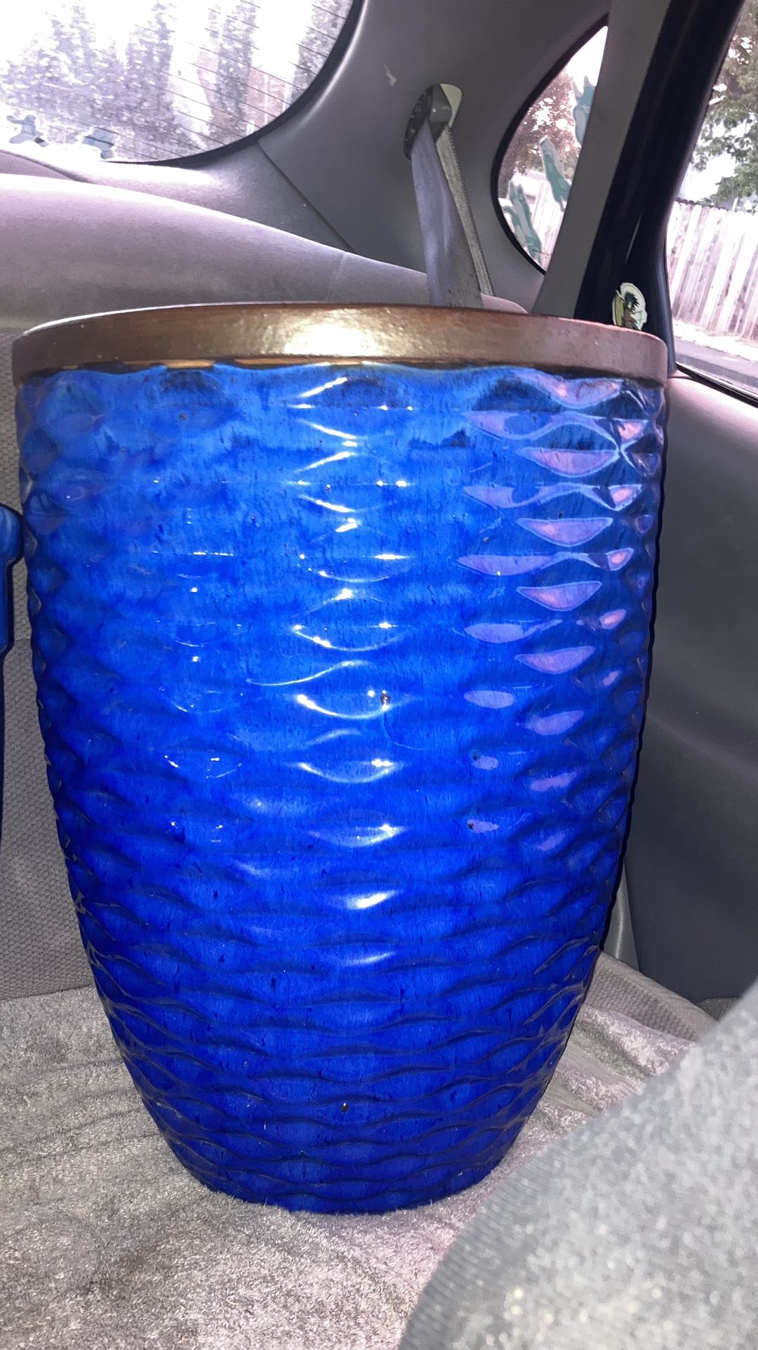 3 Large Blue Ceramic Pots