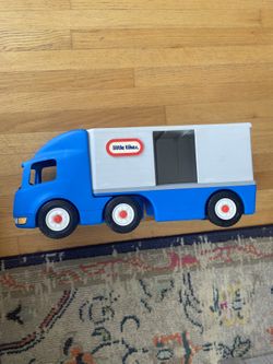 Little Tikes Vintage Blue Semi Truck Toy Tractor Trailer 23"