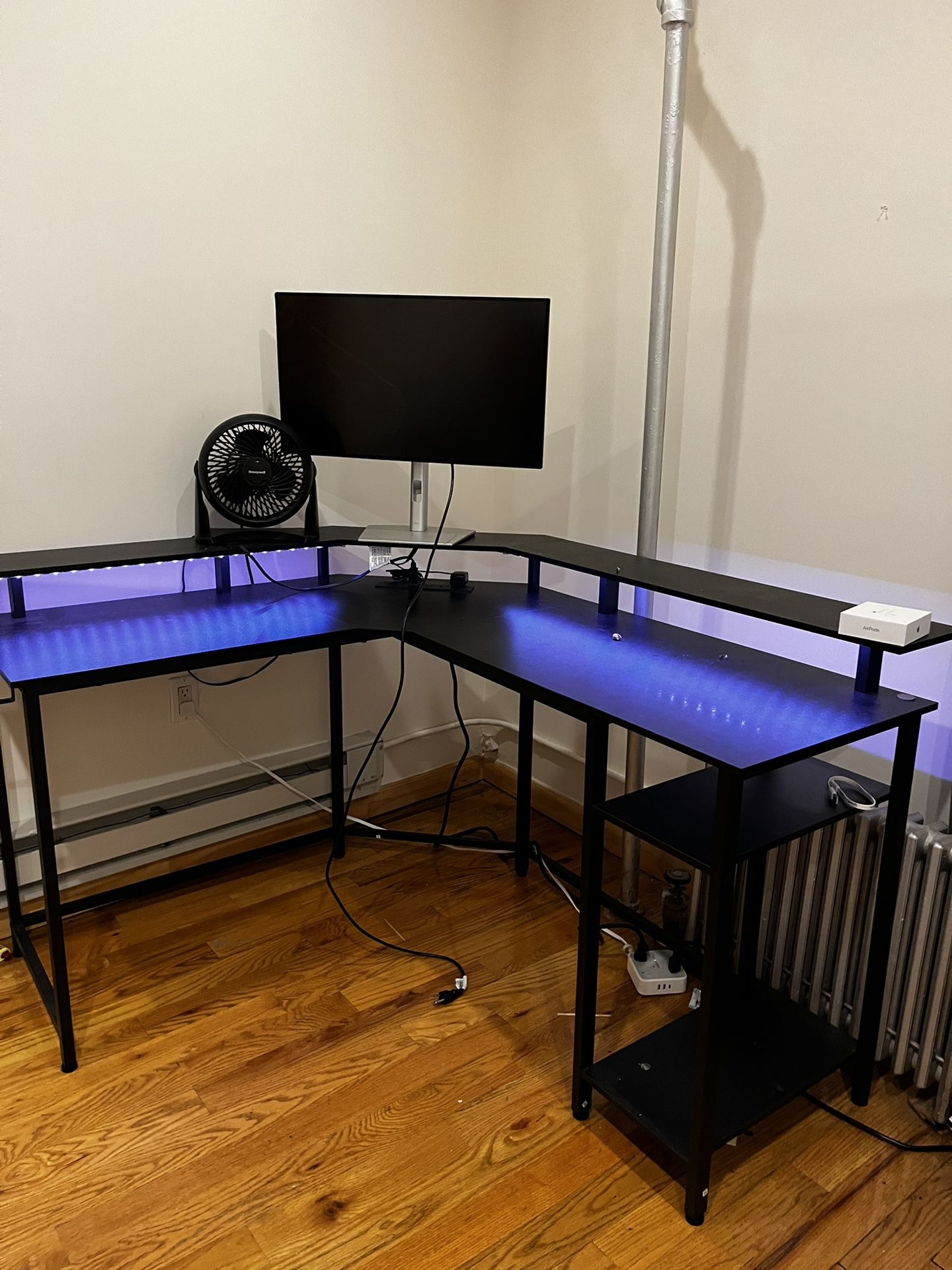 L Shaped Table With LED Lights