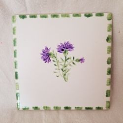 Farmhouse Painted Tile Trivet - Signed 1998