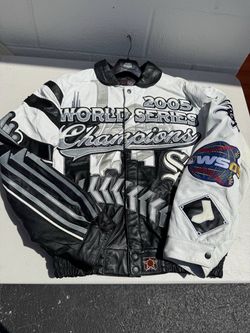 2005 JEFF HAMILTON CHICAGO WHITE SOX WORLD SERIES CHAMPIONS LEATHER JACKET WHITE/BLACK