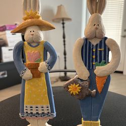 Set of Wooden Bunny Decorations