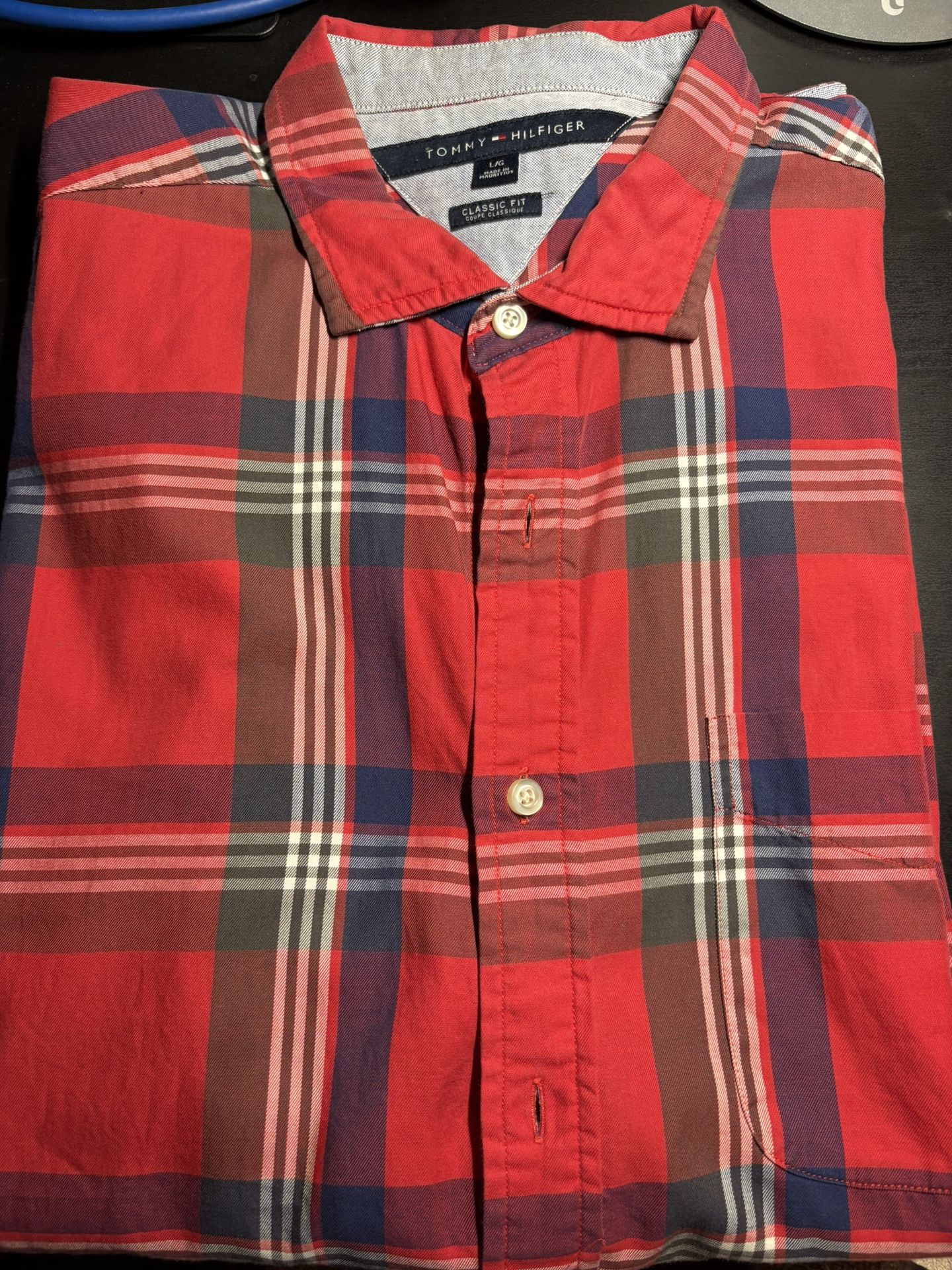 Tommy Hilfiger Red Plaid Button-Up Shirt - L