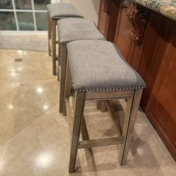 Barstool Maven Lane Adrien Backless Saddle Kitchen Stool with Fabric Upholstery