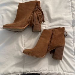 Flared Brown Heel Boots