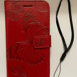 Flip Leather Wallet Case ,Premium PU Leather Wallet Case Protective Cover with ID&Credit Card + Wrist Strap 