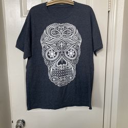 Men’s Day Of The Dead Grey Skull T-shirt