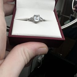 Sterling Silver Aquamarine & Diamond Promise Ring (PICTURES DONT DO IT JUSTICE!!)