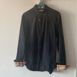 Black Used Burberry Button Down Good Condition !