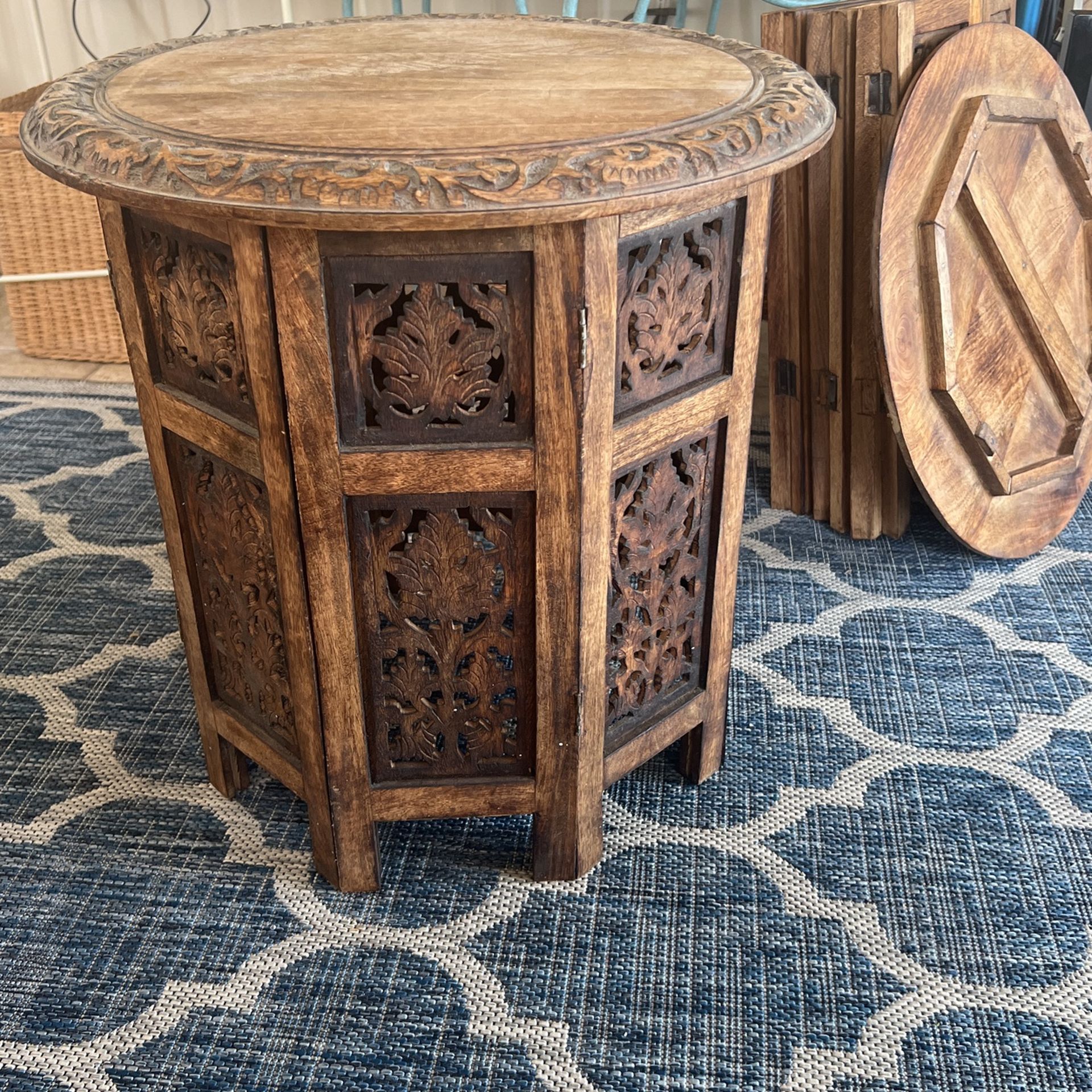 2 Round Wood Tables. Unique. $35 Each