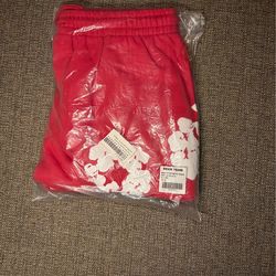 red denim tear shorts