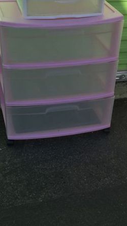 Pink plastic drawers