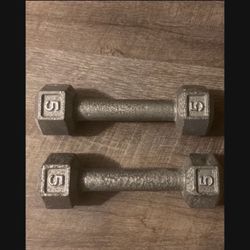 Two 5 Pound Handheld Barbell Dumbbell Weights